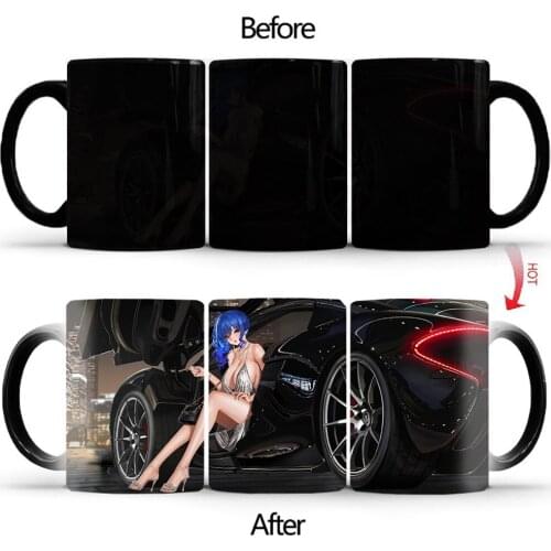 New Sexy girl car Coffee Mug BSKT-126 Anime Game Milk Tea Heat Sensitive Mug Changing Color Magic Mug Best Gift for Friends