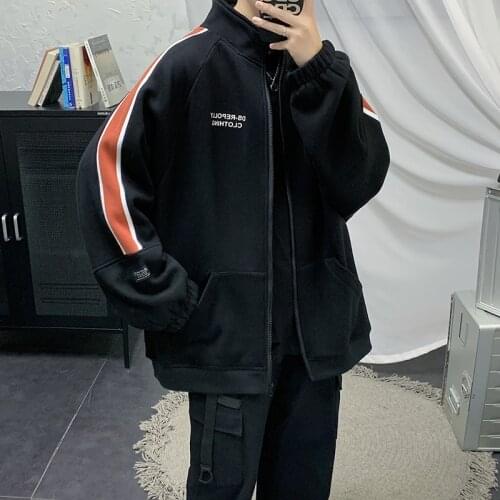 Plus Size 5XL-M Autumn Winter Fashion Patchwork Color Stand Collar Loose Jackets Men Clothing Front Pockets Casual Coats