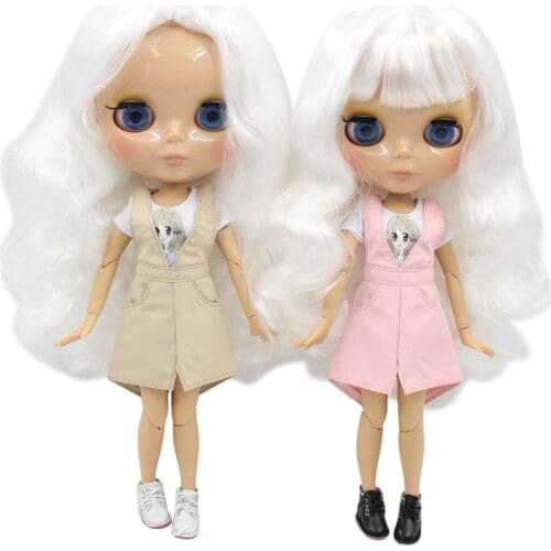 ICY DBS Blyth doll tan skin shiny face joint body bjd white hair 1/6 toy 30cm girls gift