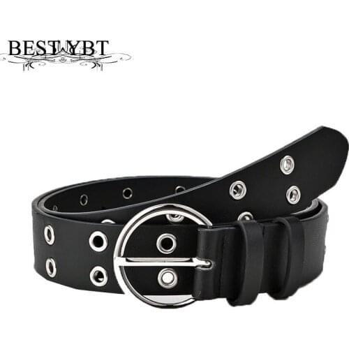 Best YBT Imitation Leather Womens Belt Alloy Pin Buckle Belt New Arrival Casual Punk Decorated Hollow Belts For Jeans