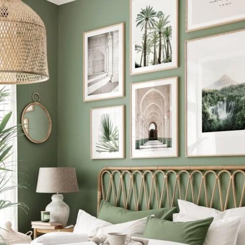 Marrakech Arches Great Halls Palm Leaves Waterfall Nordic Poster Wall Art Print Canvas Painting Decor Picture For Living Room