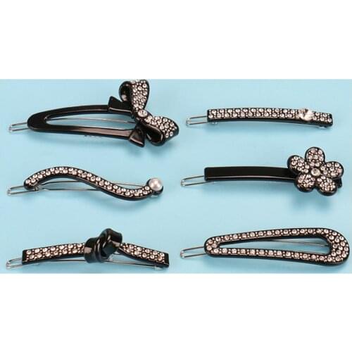 Small Black Hair Pin - Rhinestones Hair Barrettes Clip for Women Girls Hair Accessory Ornament for Tiara Wear Office Party