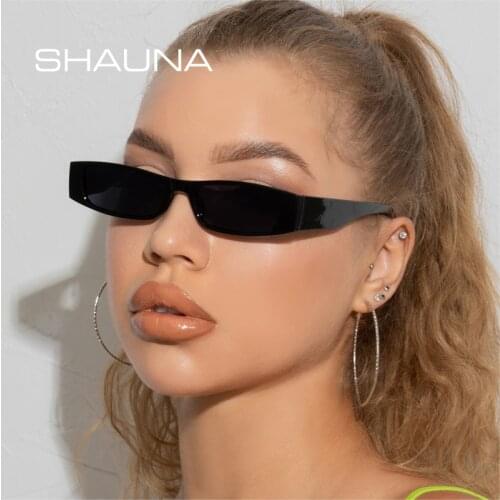 SHAUNA Retro Small Rectangle Sunglasses Women Fashion Leopard Tea Gradient Eyewear Shades UV400 Men Trending Sun Glasses