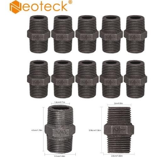 Neoteck 10 Pcs High Quality 3/4" 1/2" Threaded Iron Pipe Fittings Alleable Cast Iron Anti-Rust Threaded Iron Pipe Fittings