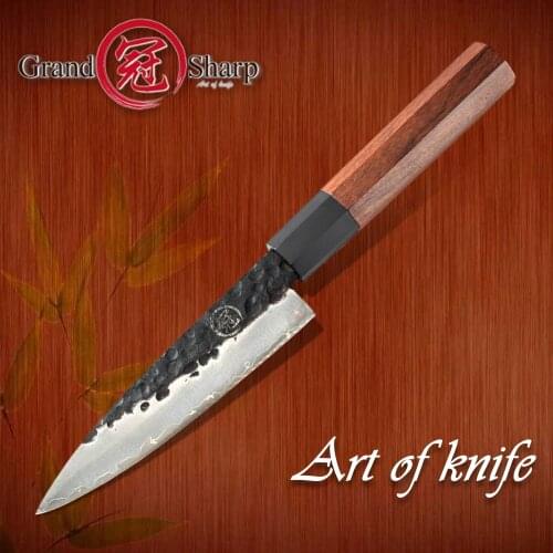 Handmade Petty Knife 145 MM Japanese AUS-10 3 Layers Stainless Steel Mini Chef Kitchen Home Cooking Tools Cleaver Slicing Fruit