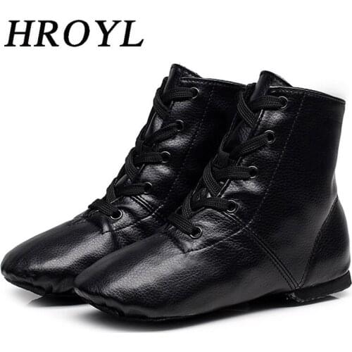 Jazz Shoes PU Dance Shoes Ballroom Shoes Lace-Up Design Soft And Comfortable Long Barrel Jazz Dancing Shoes HROYL