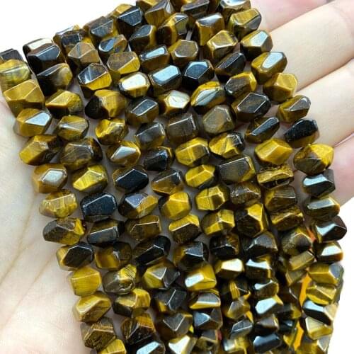 Wholesale AAA 100% Natural Tiger Eye Irregular Wheel Faceted Stone Beads For Jewelry Making DIY Bracelet Neckalce 8-11MM
