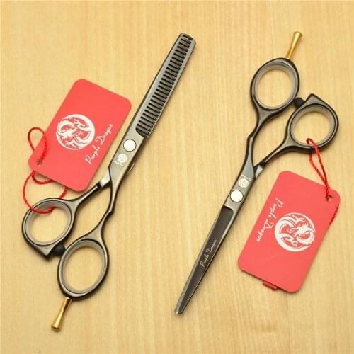 1014Z 5.5'' Purple Dragon Black Colour TOP GRADE Hairdressing Scissors Japan 440C Cutting Scissors Thinning Shears Hair Scissors