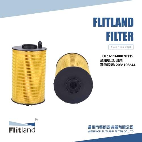 Manufacturer Direct Sale SHACMAN ENGINE PARTS WEICHAI OIL FILTER 611600070119 For Heavy Truck Weichai Engine FL-J203