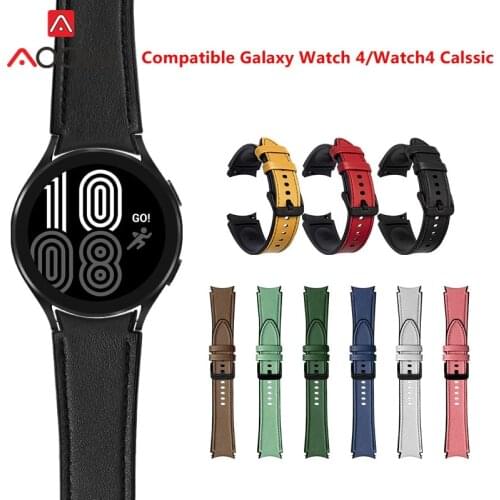 Silicone Leather Strap for Samsung Galaxy watch4 40mm 44mm Watch 4 Classic 42mm 46mm 20mm Sport Replacement Bracelet Band Red