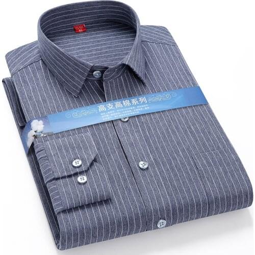 New large size mens cotton shirt Mens business casual comfortable fit thick button shirt Brand mens clothing