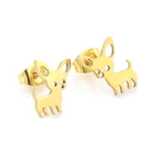 Wholesale Lots10Pairs Chihuahua Baby Dog Stainless Steel Studs Earrings Cute Puppy Dog Kids Women Earring Accessories Jewelry