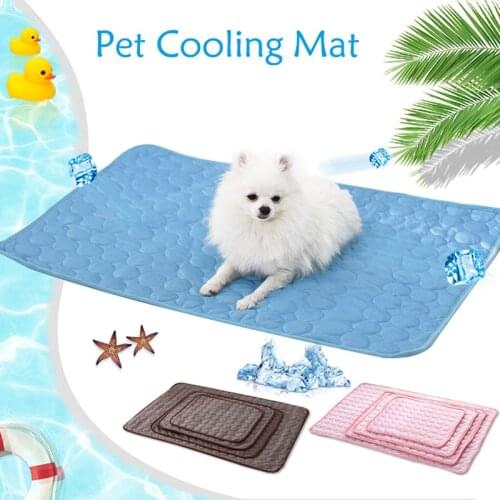Dog Cooling Mat Pad Summer Dog Beds Mats Blue Pet Ice Pad Cool Cold Silk Moisture-Proof Cooler cat bed XS-XL