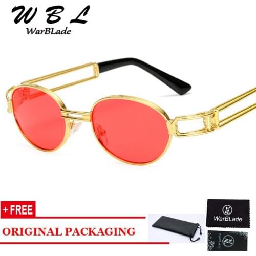 WarBLade 2019 Women Round Metal Frame Oval Sunglasses Steampunk Men Fashion Glasses Brand Designer Retro Sun glasses