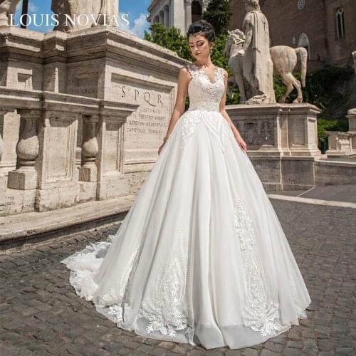 Louis Novias Palace Dream Princess Wedding Dress Invisible Neckline Dress For Wedding Party Cathedral Royal Train Floor-Length