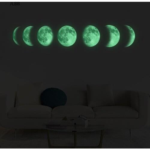Luminous Moon phase 3D Wall Sticker living room wall decoration Mural Art Decals background decor Glow in the dark stickers