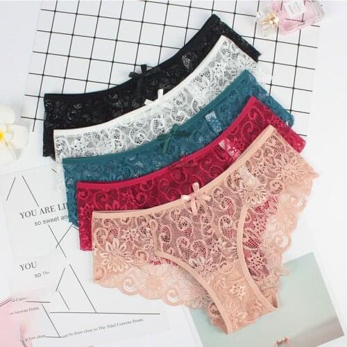 3 Pcs Panties for Woman Underwear Sexy Lace Breathable Soft Lingerie Female Briefs Panty Sexy Transparent Womens Underpants