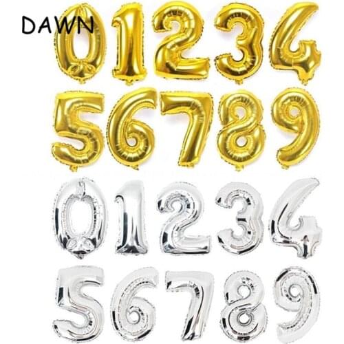 16inch Gold and Silver Number Foil Balloon Birthday Wedding Party Decoration Celebration Supplies figure digit Inflatable toys