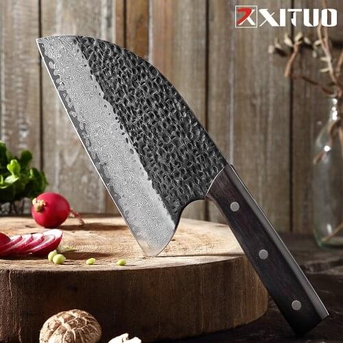 XITUO Chef Knives Nakiri Knife Damascus Steel Bone Cutter Vegetable Meat Cleaver Butcher Knifes Forged Kitchen Cooking Tools Top