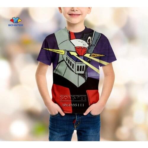Japan Classic Anime Mazinger Z 3D Print Robot Warrior Lover Kid Toddler Casual Tshirt Summer T-shirt Boy Girl Clothes Top Tees