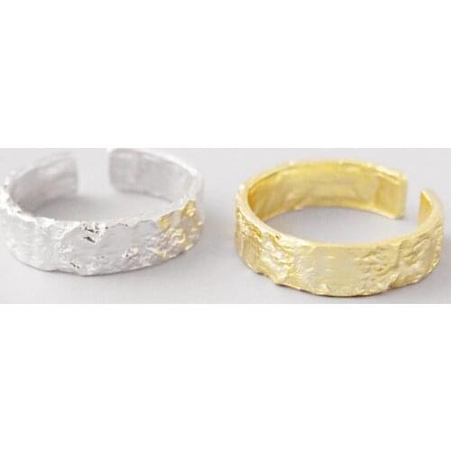 Sole Memory Personality Geometry Wave Bark 925 Sterling Silver Female Resizable Opening Rings SRI582