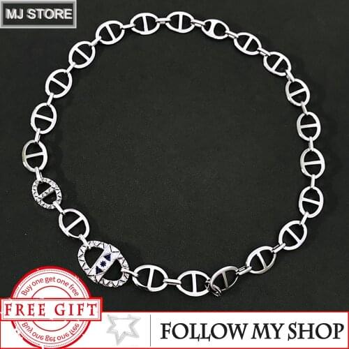 The New 925 Sterling Silver Original 1:1 Buckle Necklace For Women Gift Evil Eyes Zircon Pendant Luxury Brand Jewelry Monaco