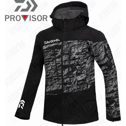 Daiwa Winter Men Soft Shell Jacket Outdoor Fishing Thermal Coat Waterproof Windproof Men Climbing Hunting Soft Shell Jacket