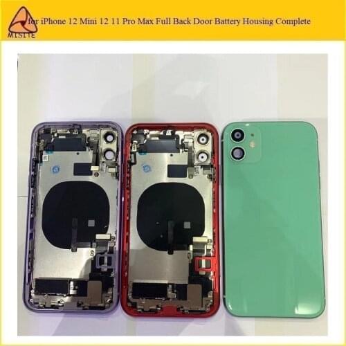 1Pc Full Housing Back Battery Door Assembly Complete for iPhone 11Rear Glass Battery Cover Middle Frame Chassis with Flex