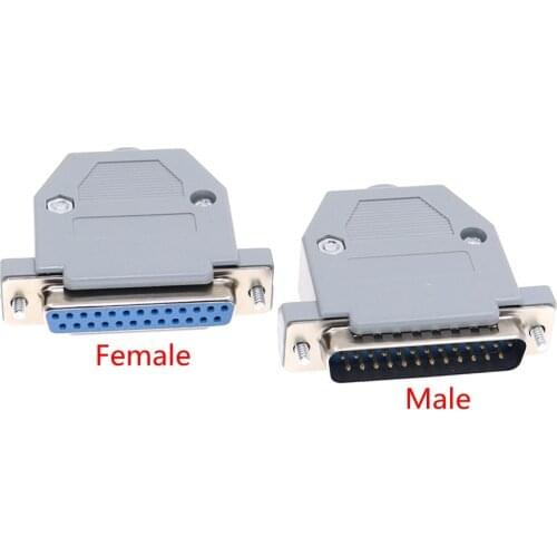 10PCS RS232 DB25 25 Pin Female/Male 2Rows Solder Type Plug D-SUB Male Plug Socket Connector Plastic Assemble Shell Cover