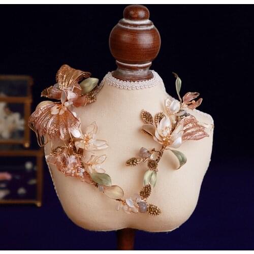 2 pics Vintage Handmade Flwoer Brides Barrettes HeadbandsHairbands Wedding Hair Accessories Prom Head Wear