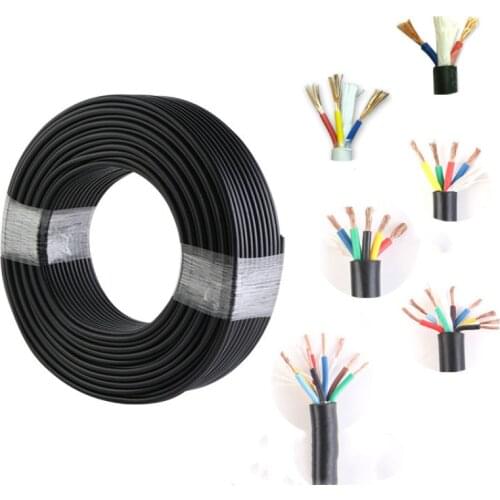 22 AWG 0.3MM2 RVV 2/3/4/5/6/7/8/10/12/14/16/18 Cores Pins Copper Wire Conductor Electric RVV Cable Black