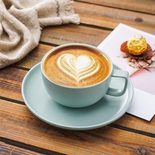 260ml Simple Matte Ceramic Coffee Cup and Saucer Latte Cups Cappuccino Cup Milk Cup Drinkware