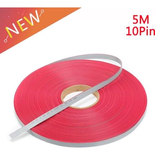 5m/lot 1.27mm Spacing Pitch 10 pin 10P Grey Gray Flat Ribbon Cable Wire Connector AWG28 300V Insulation: 9mils 10 Way