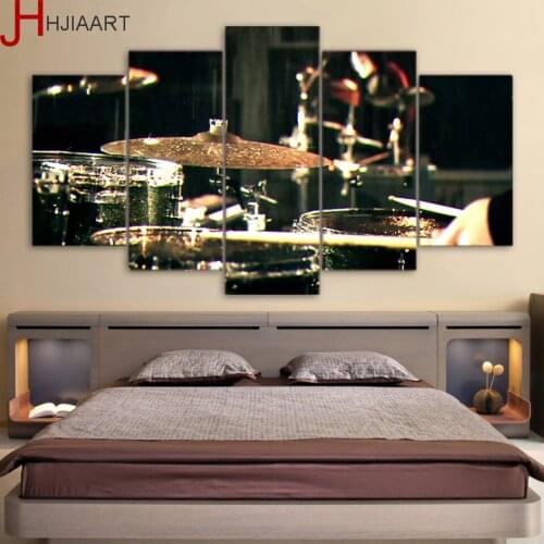 5 Pieces Canvas Paintings Printed Drums Musical Instruments Wall Art Canvas Modular Living Room Bedroom Home Decor