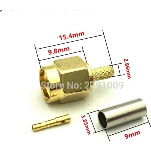 5PCS SMA Pure Copper Gold-plated SMA-J-1.5 Male/Female Plug RG174 RG316 LMR100 Cable sma connectors