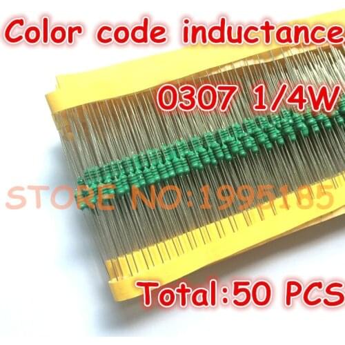 50pcs/lot 0307 1/4W 0.56UH Color code inductance 0307-R56M color ring inductance