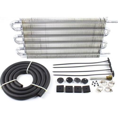 6 Row Radiator Remote Transmission Oil Cooler Aluminum With 7" Cooling Fan w/ Kit