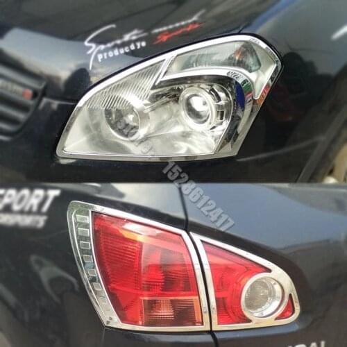 Car Exterior chrome For Nissan Qashqai J10 2007-2015 front headlights rear head lights lamp cover taillights trims stickers