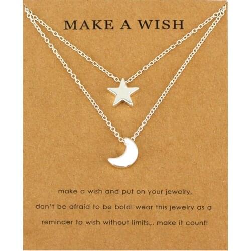 Infinity Love Heart Horseshoe Key Compass Bird Branch Elephant Angel Wing Lucky Clover Wave Moon and Stars Necklaces for Women