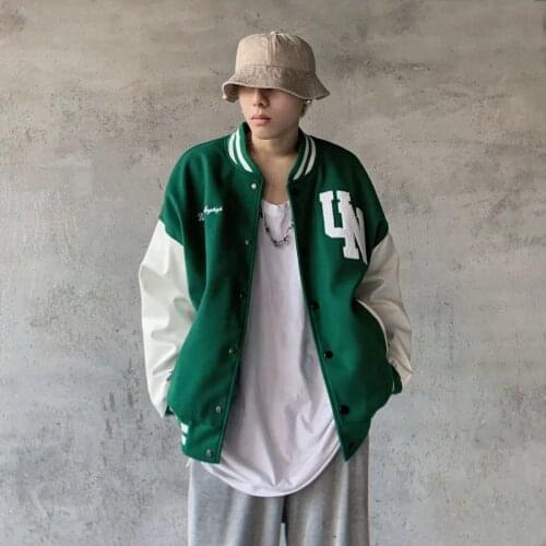 Hip Hop Baseball Jacket Men Coats Letter Embroidery Oversized Varsity Jackets PU Harajuku Bomber Jackets Streetwear