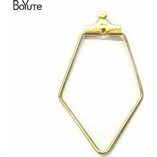 BoYuTe 50Pcs Metal Copper Diamond Shape Wire Accessories Earring Hoops for Jewelry Making
