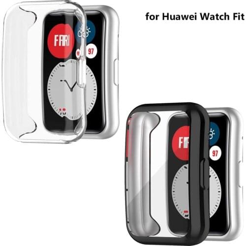 Cases for Huawei Watch Fit Smartwatch Case Soft TPU Shockproof Bumper Cover for Huawei Fit Screen Protector Accessories Black
