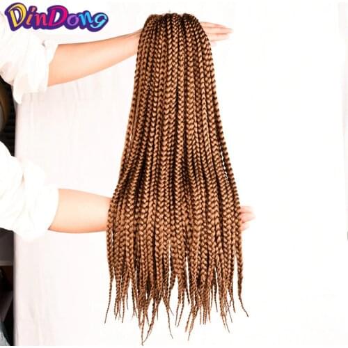 DinDong Crotchet Braids Box Braids With Synthetic Hair 12 18 22Inch Blonde Brown Burgundy Hair Color For Black Women
