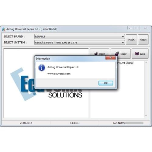EcuVonix Full Pack (DTC Remover 1.8.8.5 +IMMO Universal Decoding 4.5+ EDC17 Checksum Calc +AIRBAG Universal Repair 3.8 (2018)