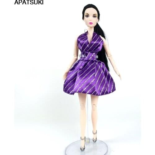 Purple V-Neck Backless Outfits for Barbie Doll Dress Clothing for Barbie Doll Dresses Evening Party Clothes Toys For Children
