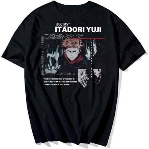 Harajuku Jujutsu Kaisen Tops Yuji Itadori Mens tshirt Summer Cool Unisex T Shirt Japanese Anime Printed T-Shirt Male Streetwear