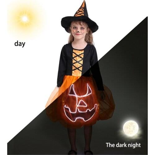 Cosplay Kids Halloween Costume Luminous Childrens Suit Stage Luminous Performance Costume Skirt Pumpkin Dress Carnival Costume