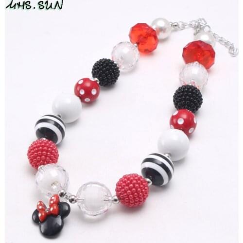 MHS.SUN Cute Cartoon Pendant Baby Kids Chunky Beads Necklace Jewelry For Girls Child Chunky Bubblegum Necklace Accessories