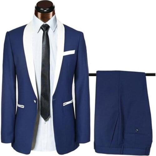 2 Pieces Men Suits Royal Blue Evening Party Wedding Suits For Men Jacket Groom Wear Tailor Made Tuxedos Slim Fit Formal Blazer