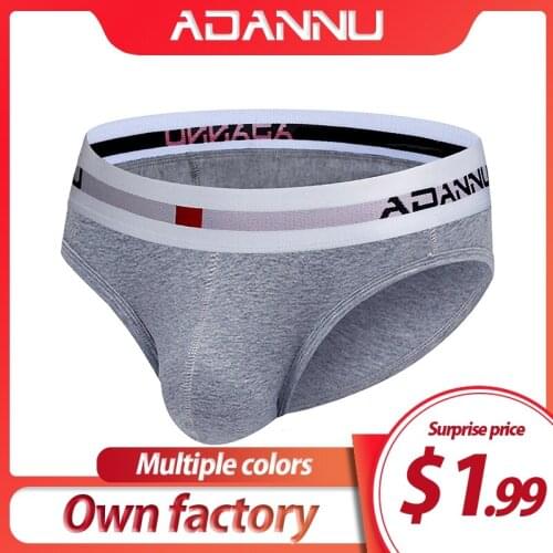 ADANNU Sexy Men Briefs Men Underwear Cotton Breathable Comfortable Underpants U Convex Gay Underwear Cueca Tanga Calzoncillo